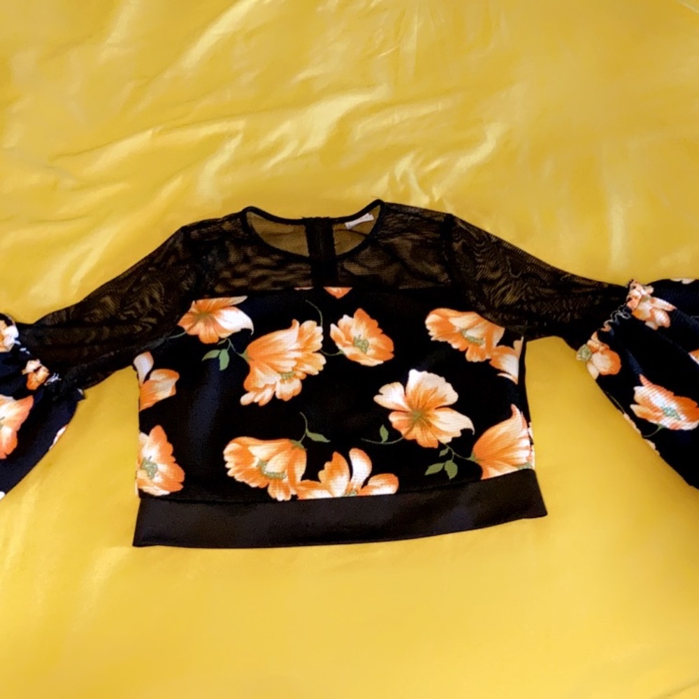 gorgeous mesh floral crop top